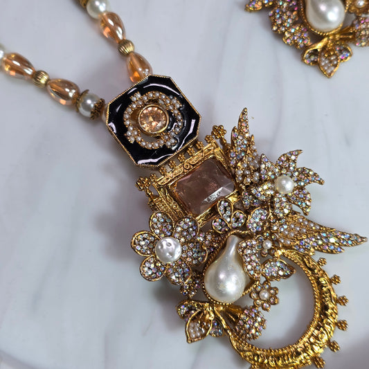 Elara Champagne Motif Stone Mala Set image 2