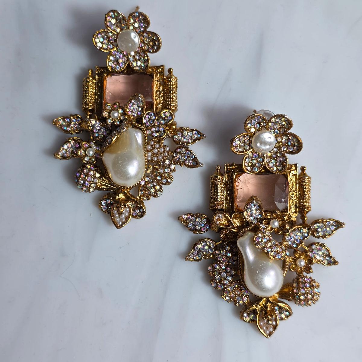 Elara Champagne Motif Stone Mala Set