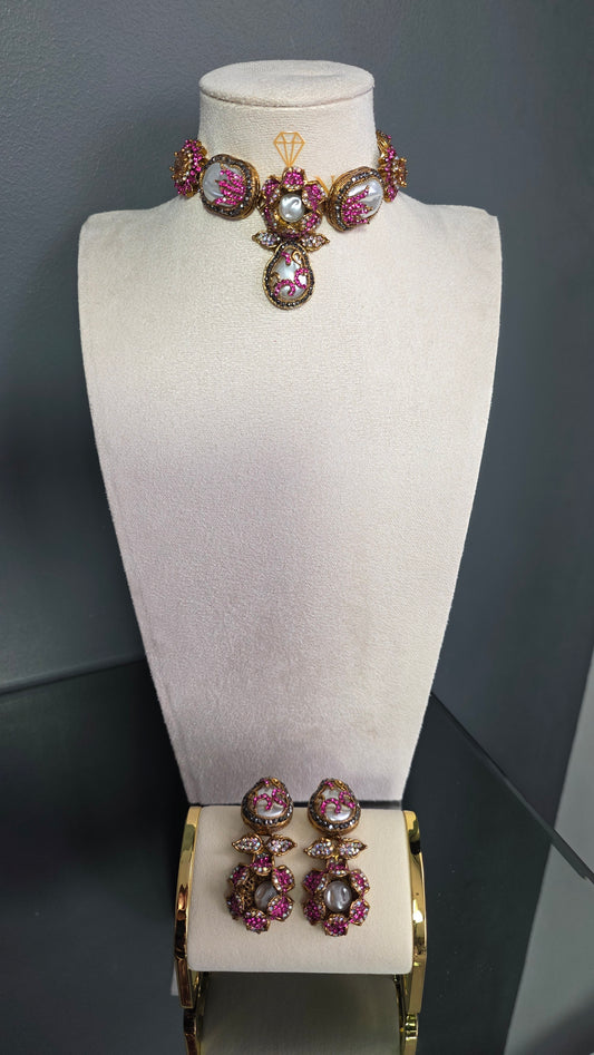 Elara Hot Pink Choker Set image 2