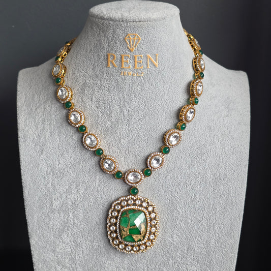 Elyzae Emerald Green Marble Mala Set image 2