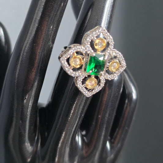 Elyzae Green Flower Ring image 3