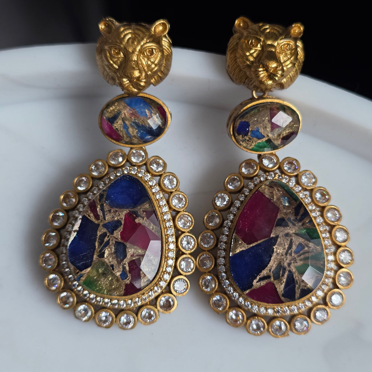 Elyzae Multi Tiger Marble Earrings