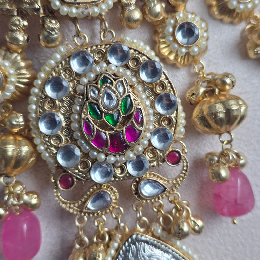 Eshale Fusion Motif Green & Pink Necklace image 3