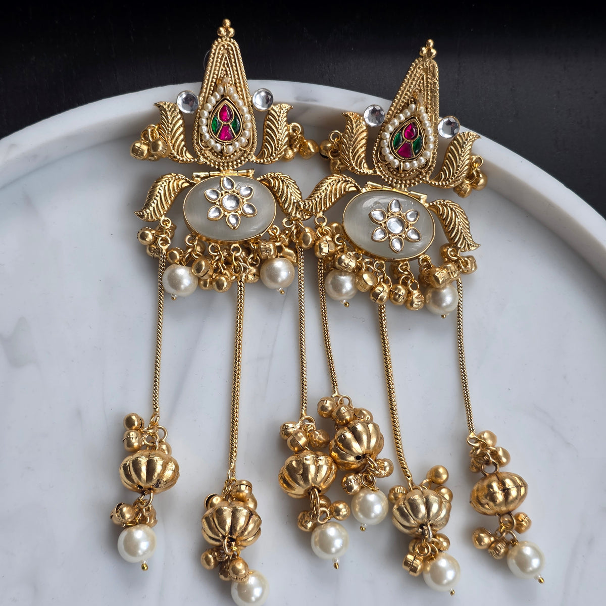 Eshale Kashmiri Opal Bell Jhumkis