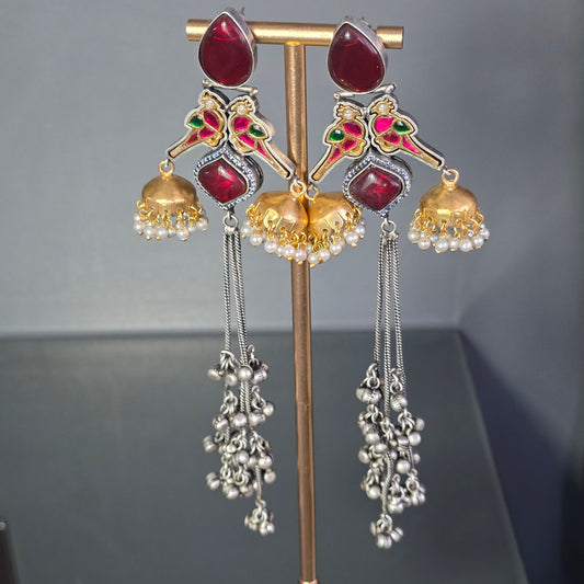 Eshale Kashmiri Oxidised Parrot Jhumkis image 2