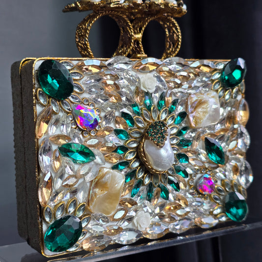 Pearl & Emerald Encrusted Clutch image 2