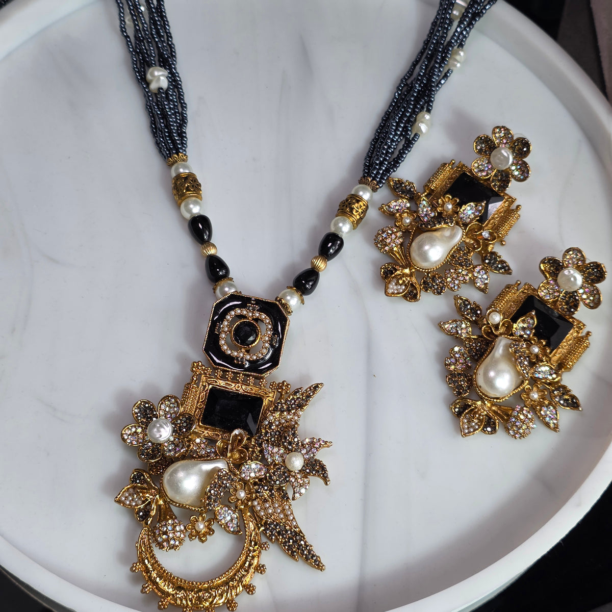 Black Motif Stone Mala Set