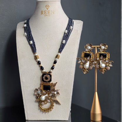 Black Motif Stone Mala Set