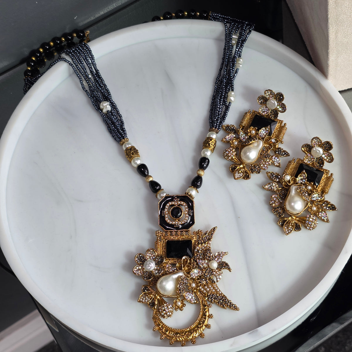 Black Motif Stone Mala Set