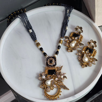 Black Motif Stone Mala Set