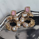 Elara Baby Pink & Pearl C- Hoop Statement Earrings