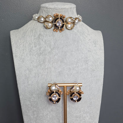 Elara Black Pearl Choker Set