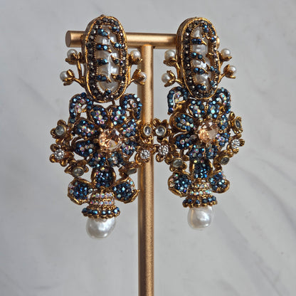 Elara Blue Stone Statement earrings