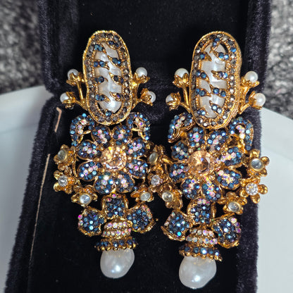 Elara Blue Stone Statement earrings