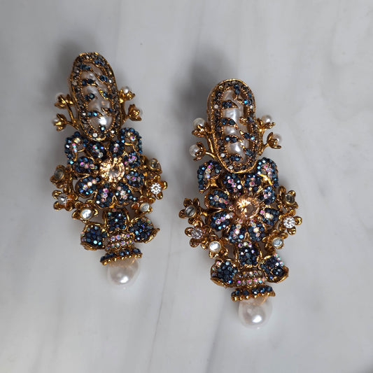 Elara Blue Stone Statement earrings image 3