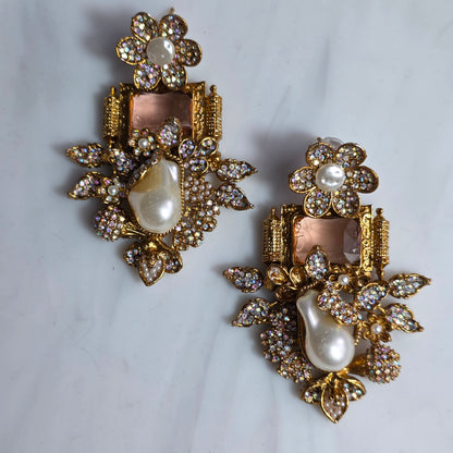 Elara Champagne Motif Stone Mala Set