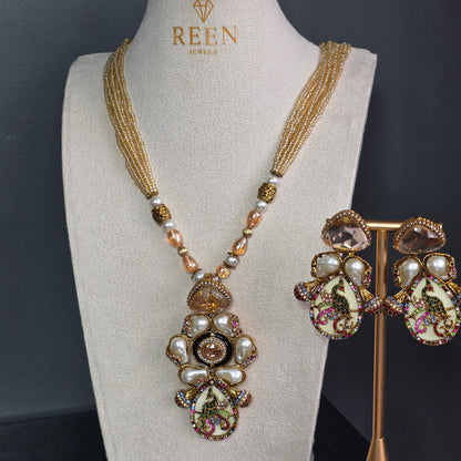 Elara Champagne & Cream Mala Set