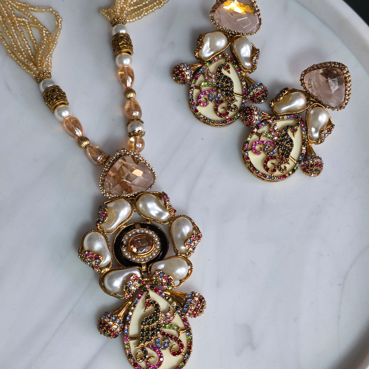 Elara Champagne & Cream Mala Set