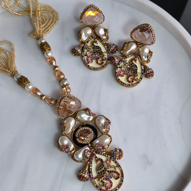 Elara Champagne & Cream Mala Set