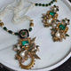 Elara Emerald Green Motif Stone Mala Set