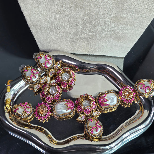 Elara Hot Pink Choker Set