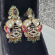 Elara Mixed Stone Statement Earrings (Black, Pink, Green)