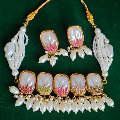 Elara Multi Pearl Choker Earring Set