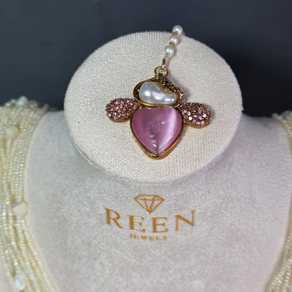 Elara Pink Heart & Multi Stone Mala Set