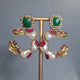 Elara Red & Emerald Green C-Hoop Statement Earrings