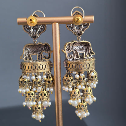 Elyzae Baby Pink Elephant Statement Earrings