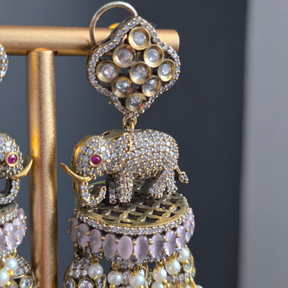 Elyzae Baby Pink Elephant Statement Earrings