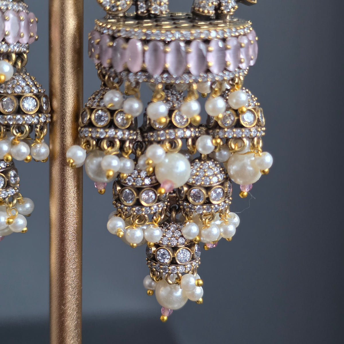 Elyzae Baby Pink Elephant Statement Earrings