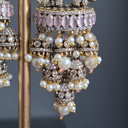 Elyzae Baby Pink Elephant Statement Earrings