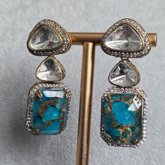 Elyzae Blue Marble Stone Choker Set image 3