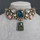 Elyzae Blue Marble Stone Choker Set