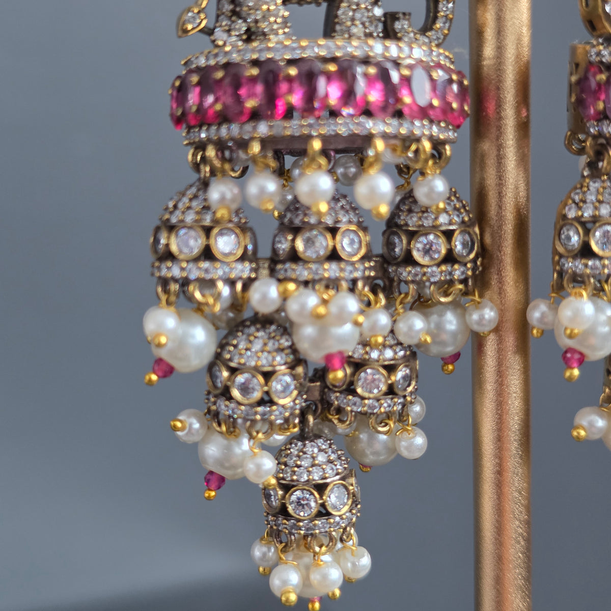 Elyzae Dark Pink Elephant Statement Earrings