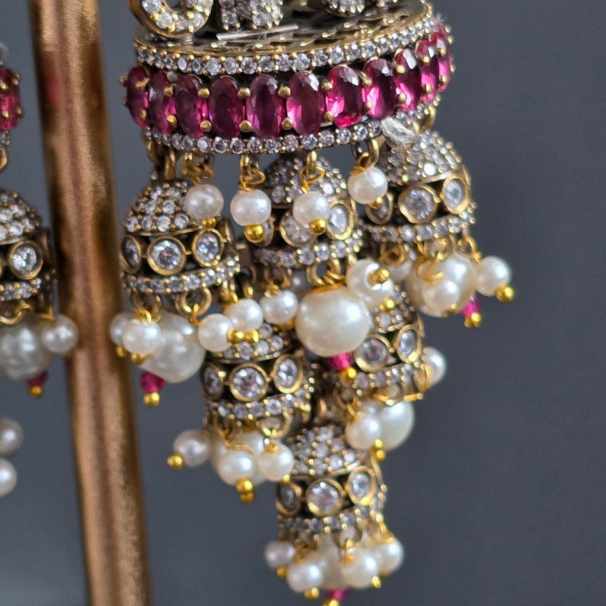 Elyzae Dark Pink Elephant Statement Earrings