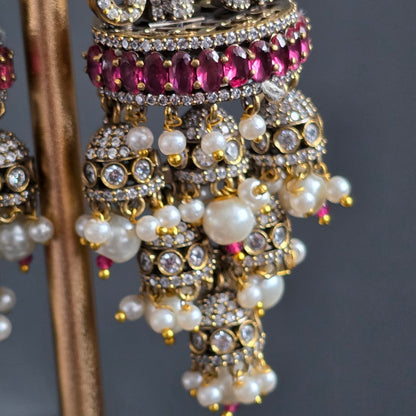 Elyzae Dark Pink Elephant Statement Earrings