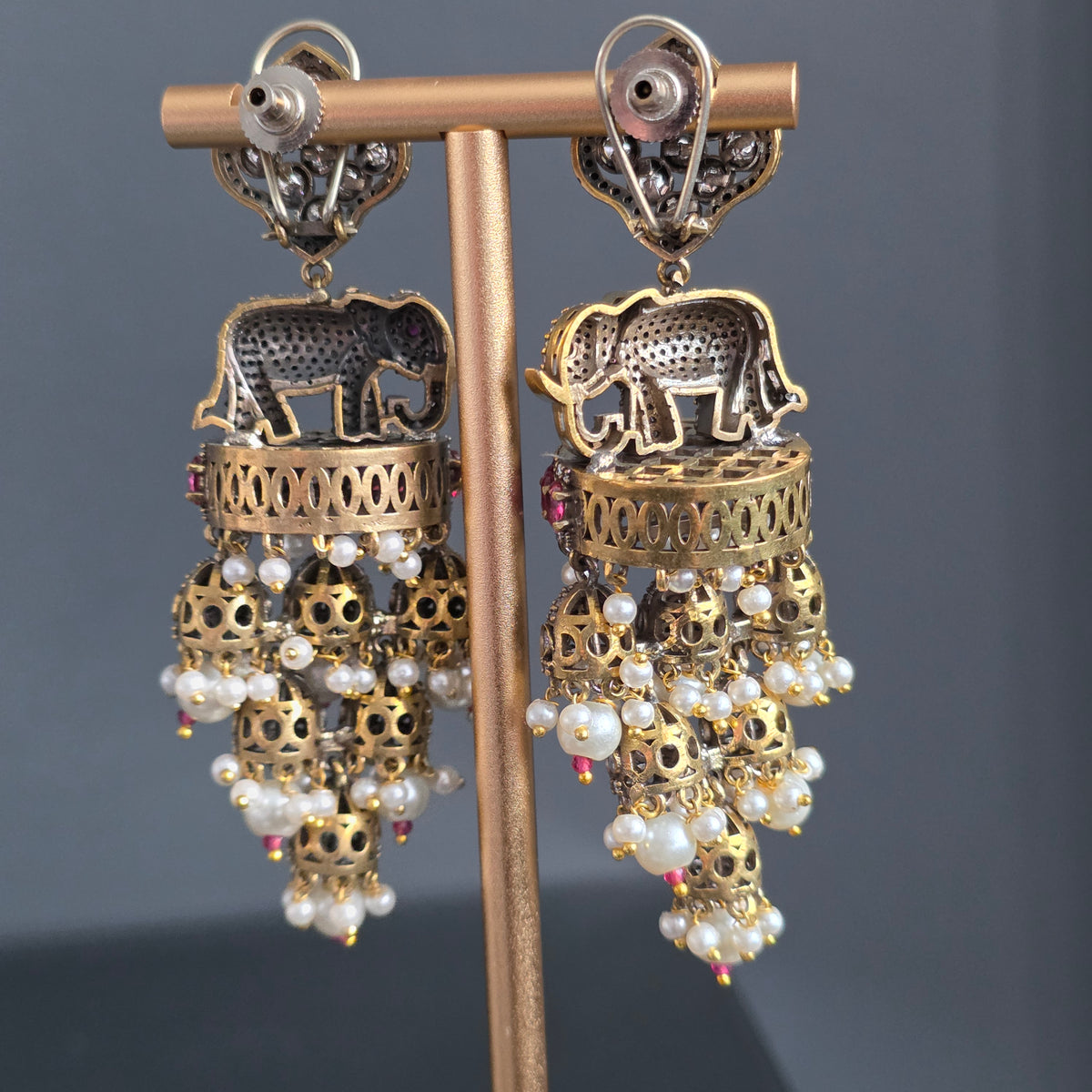 Elyzae Dark Pink Elephant Statement Earrings