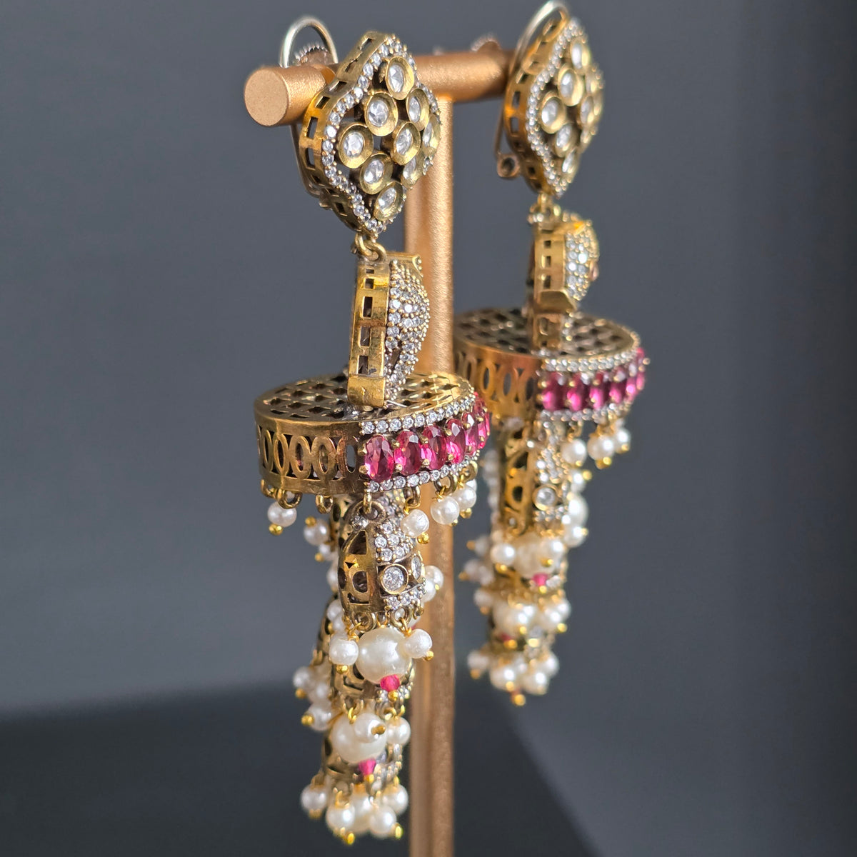 Elyzae Dark Pink Elephant Statement Earrings