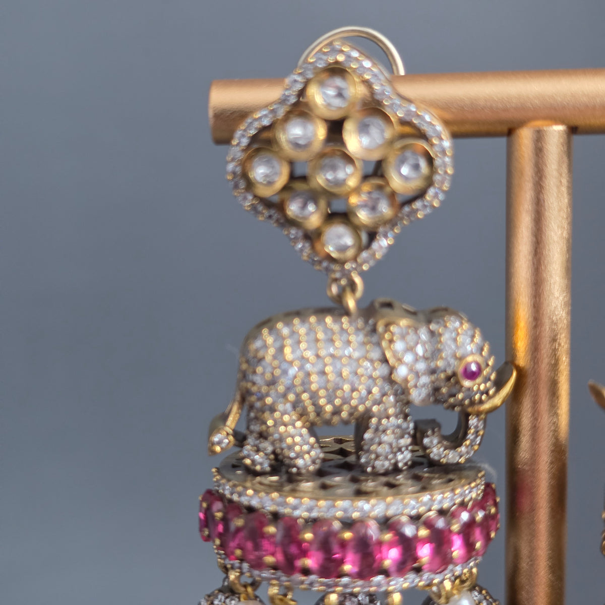Elyzae Dark Pink Elephant Statement Earrings