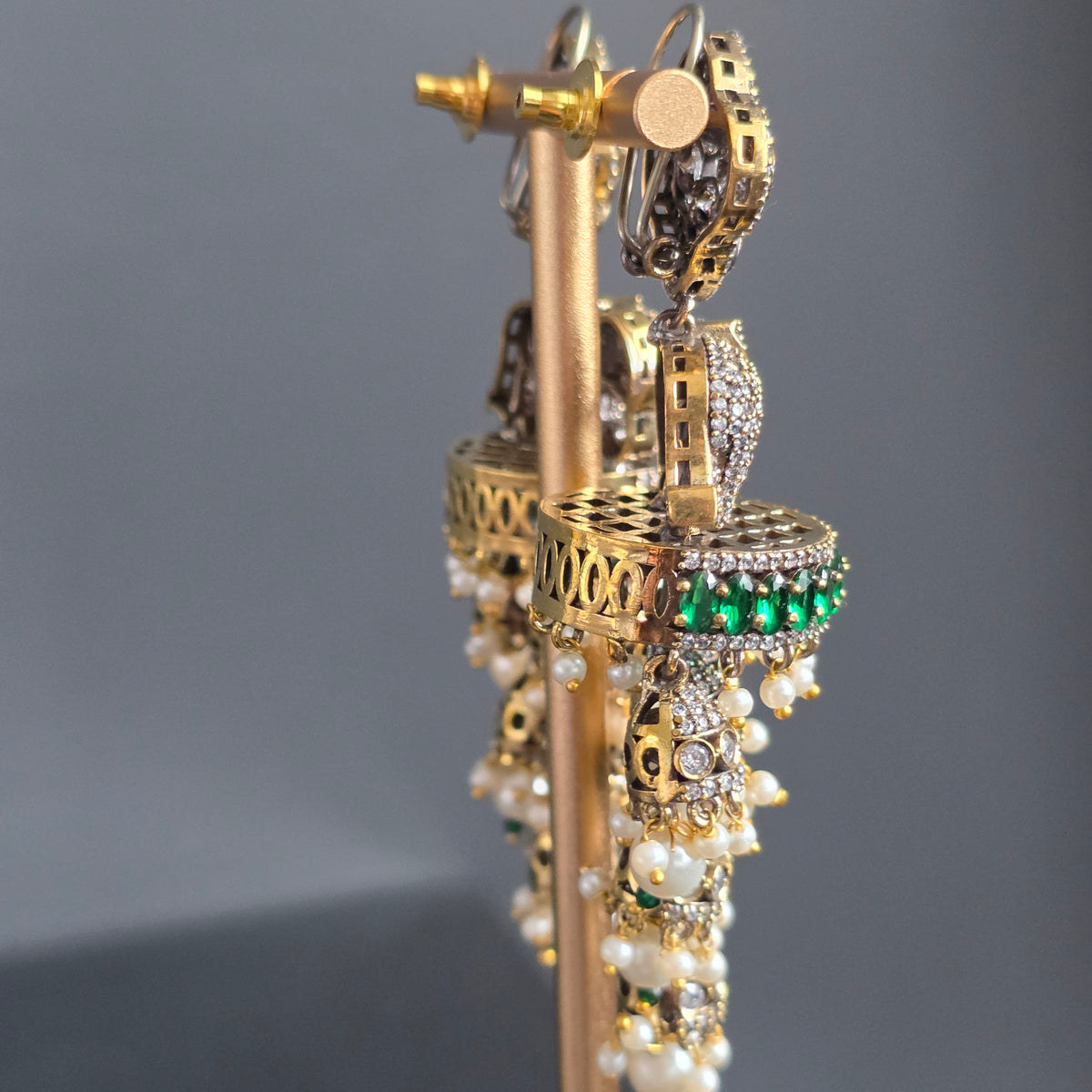 Elyzae Emerald Green Elephant Statement Earrings