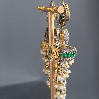 Elyzae Emerald Green Elephant Statement Earrings