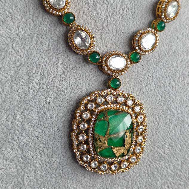 Elyzae Emerald Green Marble Mala Set