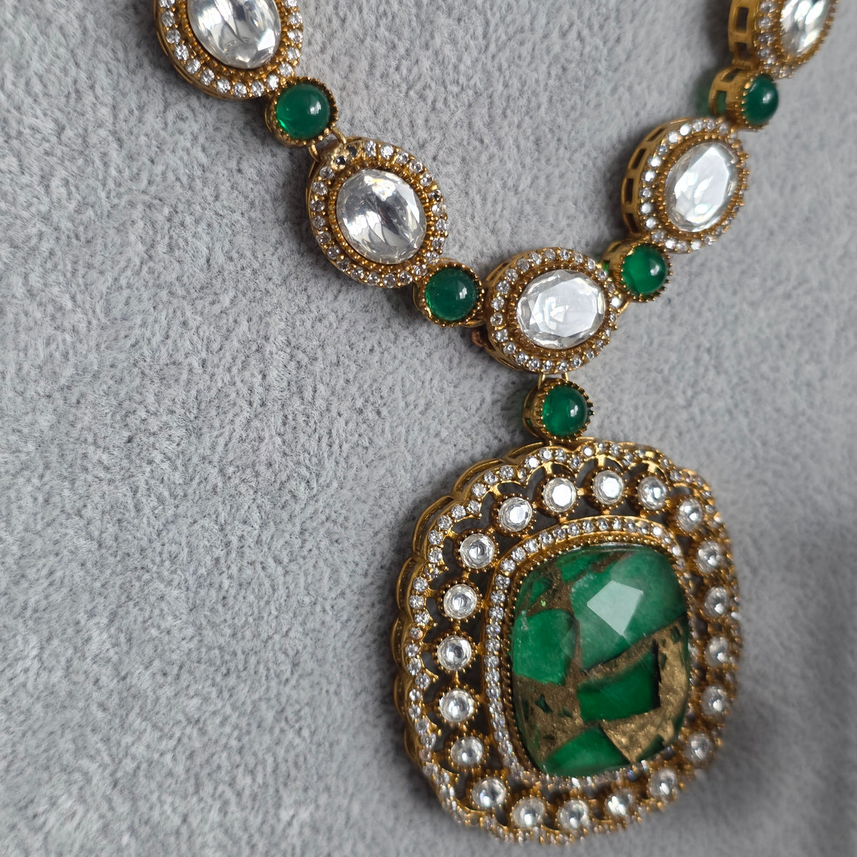 Elyzae Emerald Green Marble Mala Set