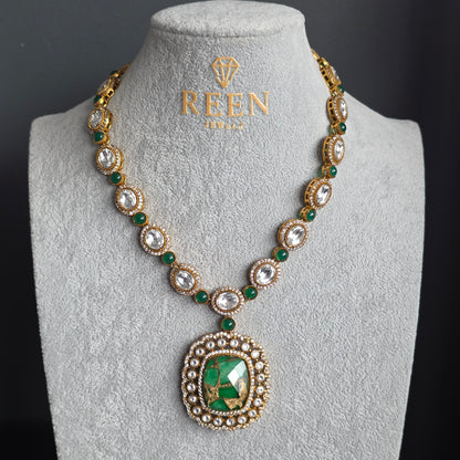 Elyzae Emerald Green Marble Mala Set