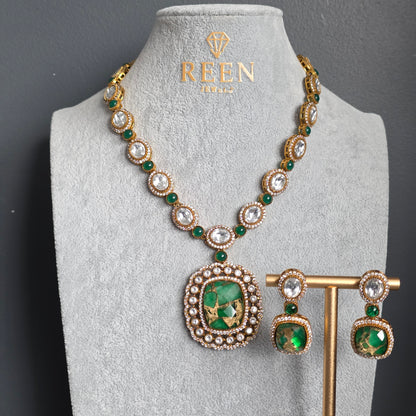 Elyzae Emerald Green Marble Mala Set