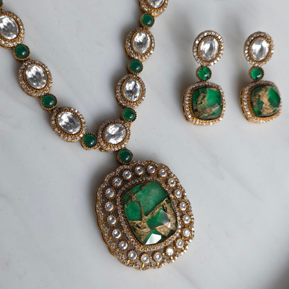 Elyzae Emerald Green Marble Mala Set