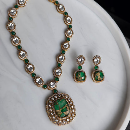 Elyzae Emerald Green Marble Mala Set