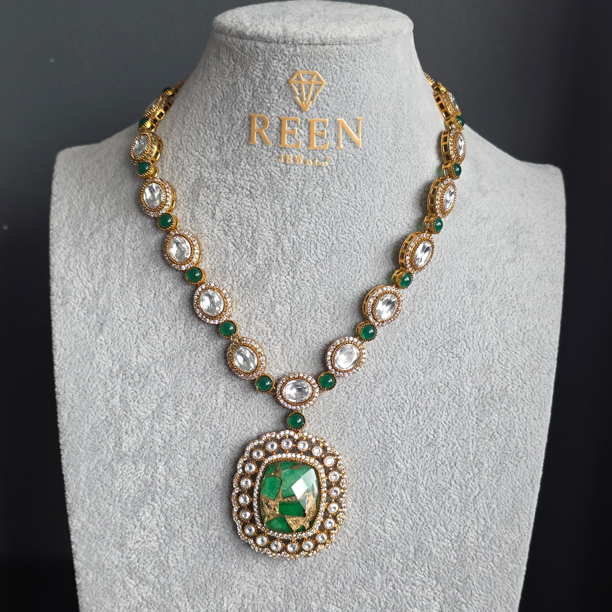 Elyzae Emerald Green Marble Mala Set